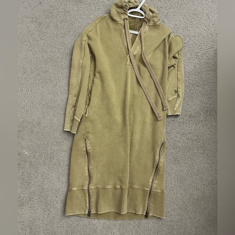 Ash Brown Free People Spur of the Moment Hooded Sweatshirt Tunic Dress